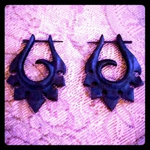 Vintage/ Grunge Natural Wood Earrings with Spikes